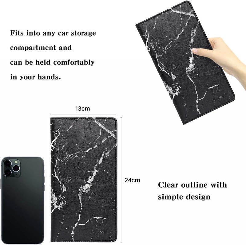 TILDOSAC 2Pack Leather Car Registration and Insurance Card Holder, Car Document Holder for Cards License with Magnetic Shut (Marble Black) - Image 3